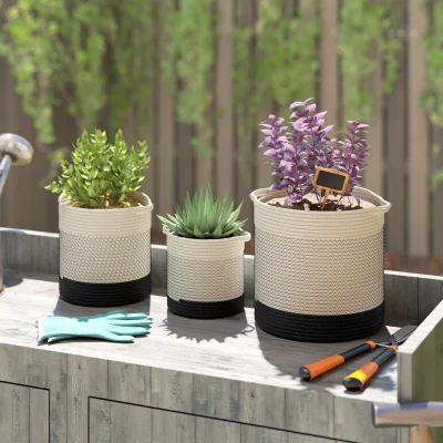 The Range Outsunny Plant Pots Handwoven Cotton - White