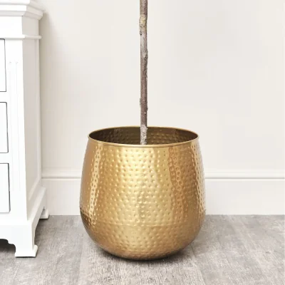 The Range Large Hammered Metal Planter 40cm x 38cm - Gold