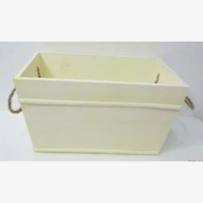 The Range Rectangular Yellow with Witewash Trough with Wooden Beading & Rope - Light Yellow