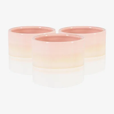 The Range 9cm Reactive Glaze Footed Plant Pot Pack of 3 - Pink