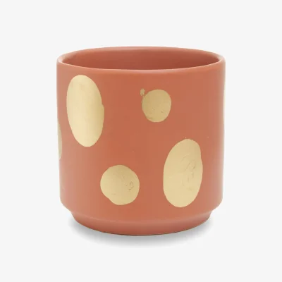 The Range Yuri Small Terracotta Gold Spotted Planter - Pink