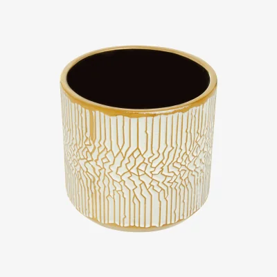 The Range Honna Small White Gold Ceramic Planter - White