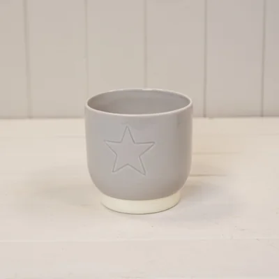 The Range Round Warm Grey Debossed Star Pot - Grey