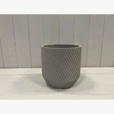 The Range Grey 16cm Cylinder Diagonal Grid Pot - Grey