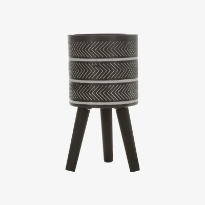 The Range Darnell Small Chevron Planter - Black & White