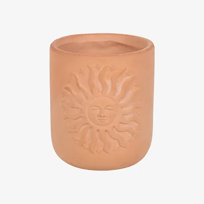 The Range Bohemian Sun Embossed Terracotta Plant Pot - Orange