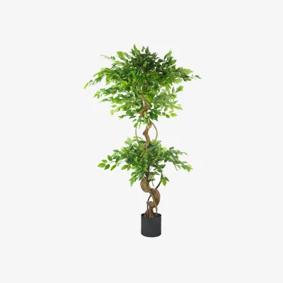 The Range 150cm Premium Artificial Tree with Twisted Trunk and Metal Planter - Green