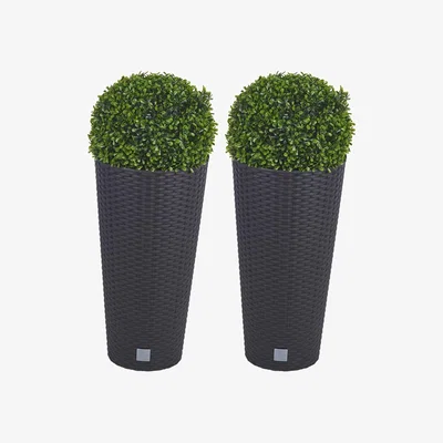 The Range Elegant Tall Garden Planters  - Brown / 20cm / 38.5cm