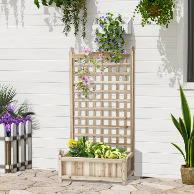 The Range Raised Garden Bed with Trellis Planter Box - Natural