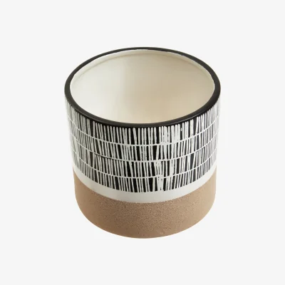 The Range Jada Large Striped Planter - Black & White