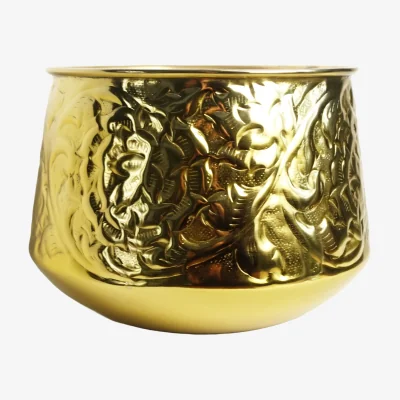 The Range Gold Swirl Metal Planter by Leaf - Gold