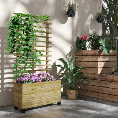 The Range Wooden Trellis Raised Bed Planter Box