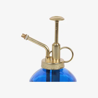 The Range Vintage Glass Plant Mister With Gold Metal Pump - Blue