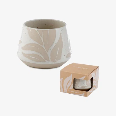 The Range Small Stoneware Ceramic Indoor Planter Plant Pot - Florens Hesperantha - White