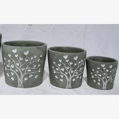 The Range Charming Large Grey Cement Love Tree Pot - Grey