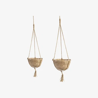 The Range Hanging Seagrass Planter - Set of 2  - Beige