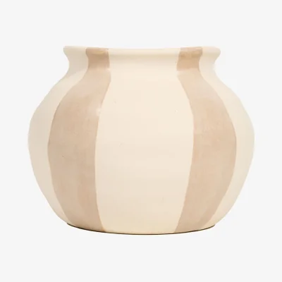 The Range Margot Striped Stone Planter - Neutral