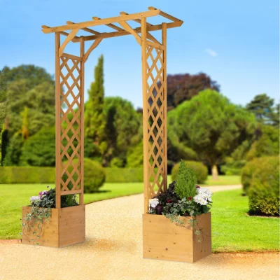 The Range Wooden Arch and Planters - Firwood