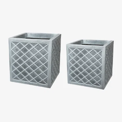 The Range 2 Pack Lazio Planters - Pewter