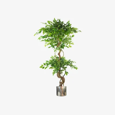 The Range Artificial Twisted Trunk Tree 150cm with Metal Planter - Green