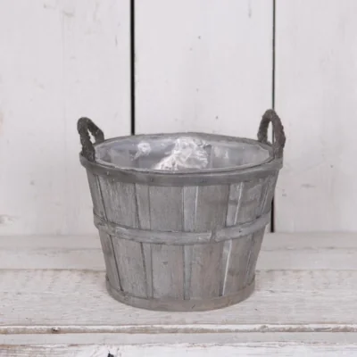 The Range Rustic Grey Wooden Barrel Planter - Grey