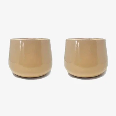 The Range Epoxi Cylinder Indoor Plant Pot - Beige