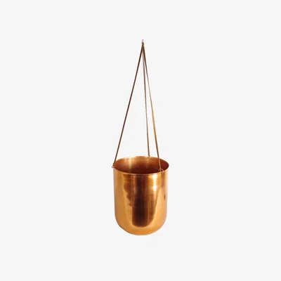 The Range Leaf Copper Hanging Planter - Green