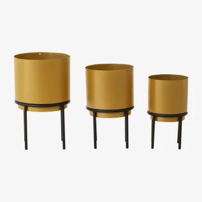 The Range Avento Set Of Three Gold Finish Planters - Gold