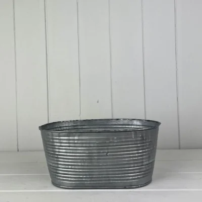 The Range Rustic Grey Ribbed Oval Zinc Trough - Grey
