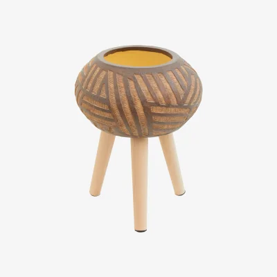 The Range Darnell Round Brown Planter With Angular Legs - Brown