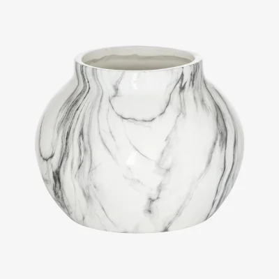 The Range Hill Interiors Marble Planter - White/Grey