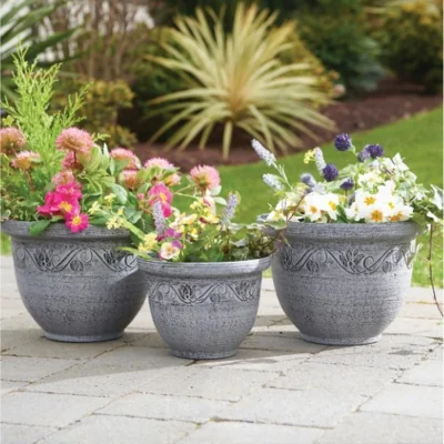 The Range Pack of 3 Antique Planter Set  - Grey