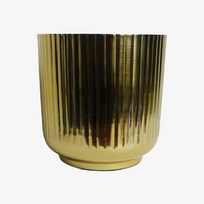 The Range Gold Fluted Metal Planter by Leaf - Gold