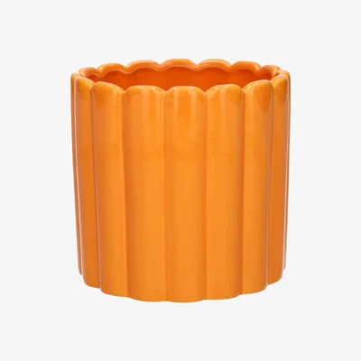 The Range Ceramic Curved Rim Indoor Plant Pot - Orange