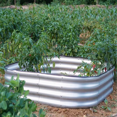 The Range Raised Bed Planter Square Galvanised Steel 120x120x30cm - Galvanised Steel