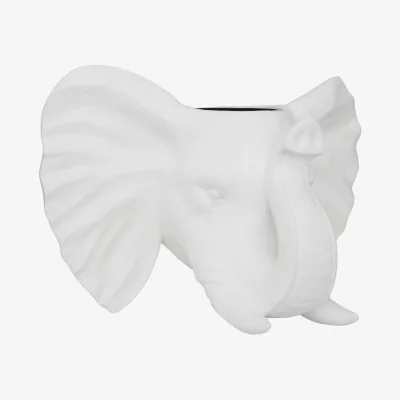 The Range Boho Elephant Planter - White