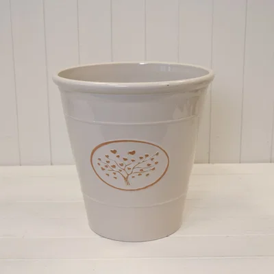 The Range Cream Round Love Heart Tree Recycled Plastic Planter - Cream