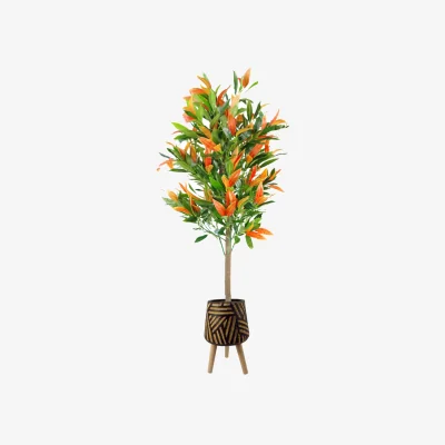 The Range Pegdev 130cm Red Green Ficus Tree with Rustic Planter - Red
