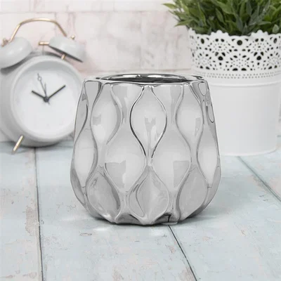 The Range Ceramic Plant Pot Wave Design - Silver  - Silver