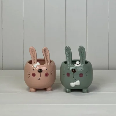 The Range Mixed Pink and Green Taller Rabbit Pot - Multi