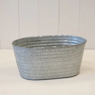 The Range Rustic Grey Aged Zinc Trough for Home Decor - Grey