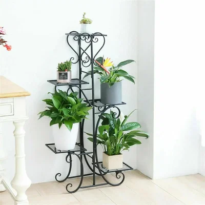 The Range 5 Tier Tall Metal Plant Stand - Black