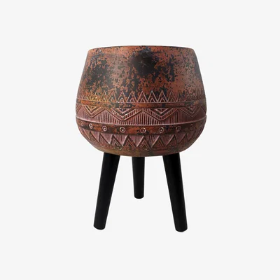 The Range 44cm x 30cm Large Zaturn Planter Brown  Black with Legs Large - Brown