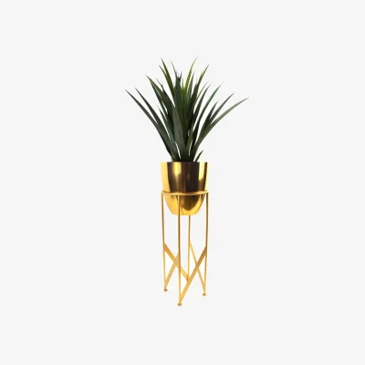 The Range Artificial Office Plants - Yukka with Metal Planter and Stand - Gold
