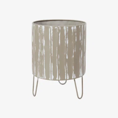 The Range Taupe Footed Metal Planter - Natural
