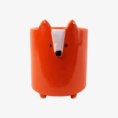 The Range Ceramic Orange Fox Planter - Orange