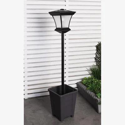 The Range Solar Post With Plant Pot - Black