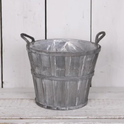 The Range White Greywashed Wooden Barrel - Grey