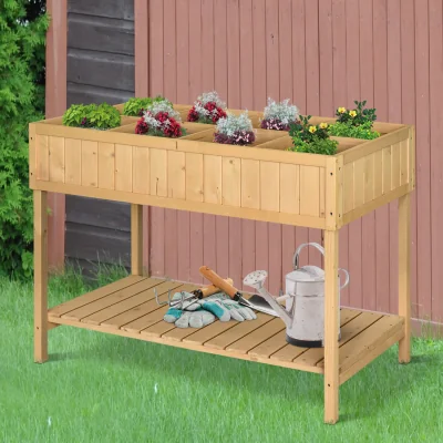 The Range Wooden Herb Planter Raised Bed Container - Natural Wood