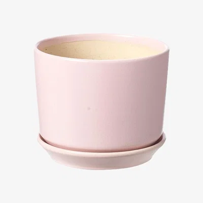 The Range Indoor Ceramic Pot With Built In Saucer - Cotton Candy / 13.5cm
